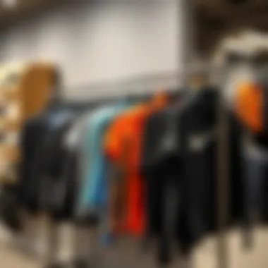 Diverse running gear displayed on a rack