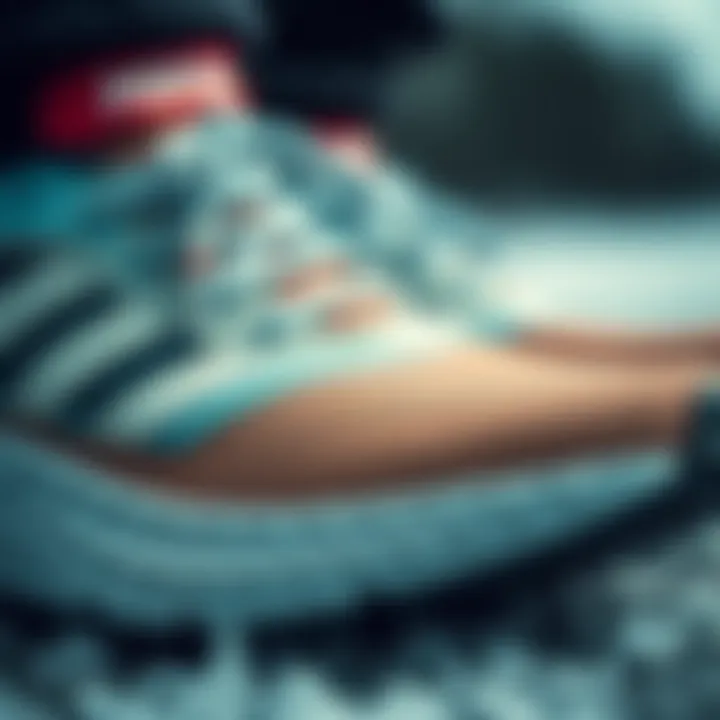 Detailed view of high-tech materials used in winter running shoes
