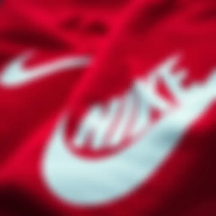 Nike Branding: Iconic Red and Black Close-up of Nike branding on red and black sports gear