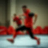 Dynamic red and black Nike apparel in action