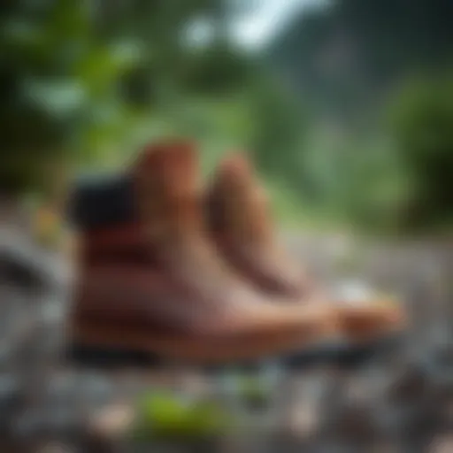 Stylish lumberjack boots in a natural setting