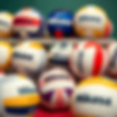 Mikasa volleyballs displayed in various colors and designs