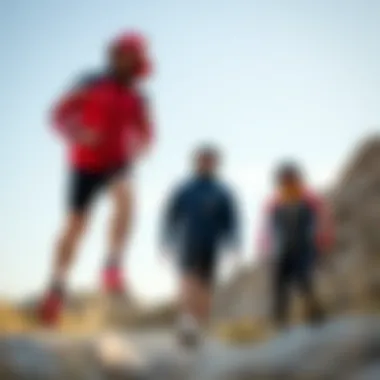 An array of modern outdoor sports clothing reflecting current trends.