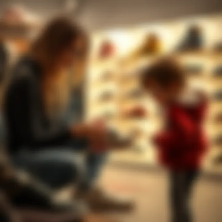Mother selecting shoes for her child