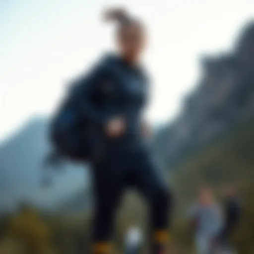 Dynamic outdoor athlete wearing National Geographic sweatpants