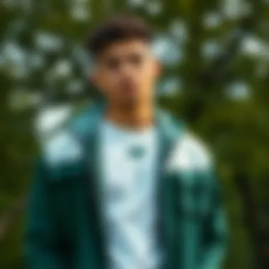 Detailed overview of design features on New Balance green series apparel, focusing on aesthetics