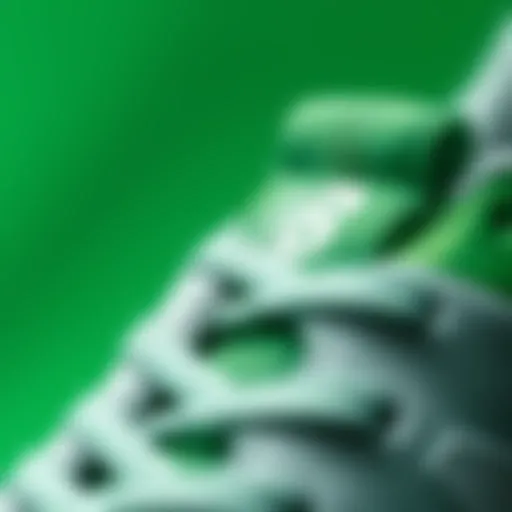 A close-up view of the New Balance green series fabric showcasing its texture and material quality