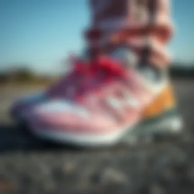 Cushioning Technology in New Balance Children's Shoes Close-up of New Balance children's sports shoes highlighting cushioning technology.