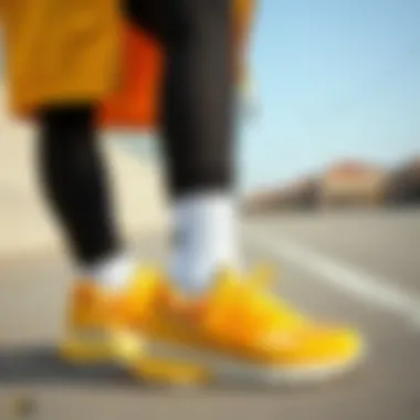 Fashion-forward Outfit with New Balance Fashion-forward outfit featuring yellow New Balance shoes