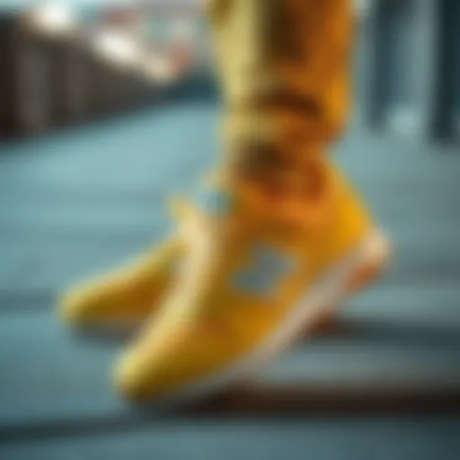 Contemporary Yellow Sneakers Design Dynamic yellow New Balance sneakers showcasing contemporary design