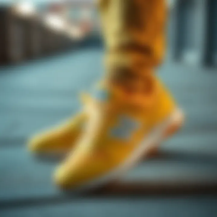 Contemporary Yellow Sneakers Design Dynamic yellow New Balance sneakers showcasing contemporary design