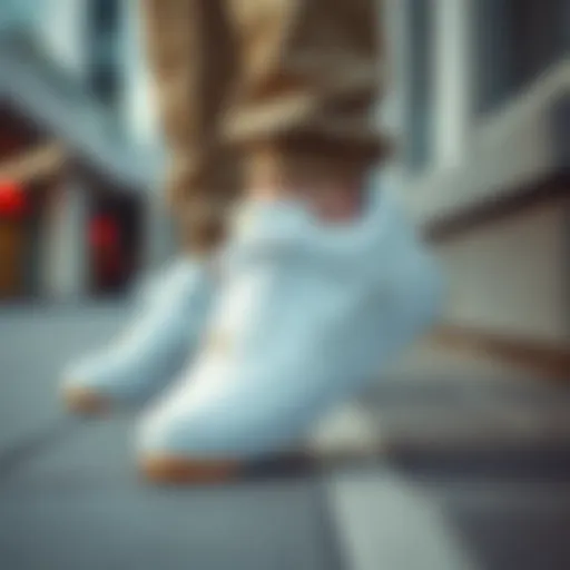 Stylish Nike Air white shoes in a modern urban setting