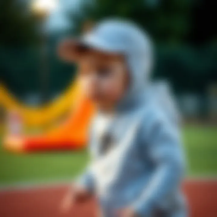 A baby wearing Nike gear in an active play environment