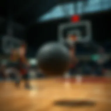 Nike black basketball in action on the court