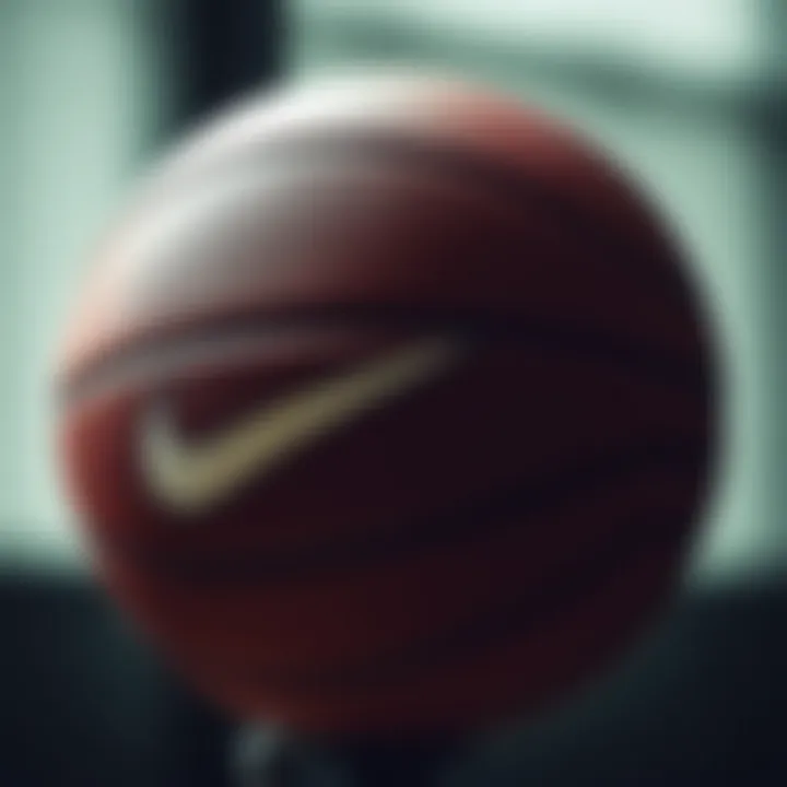 Close-up of the texture and durability of the basketball
