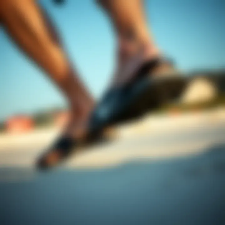 A person enjoying outdoor activities wearing Nike beach sandals