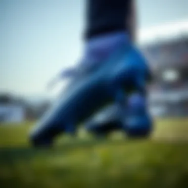 Dynamic movement showcasing Nike blue cleats on the field