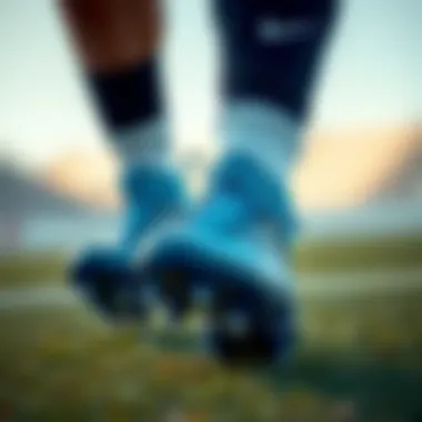 Athlete showcasing outstanding performance in Nike blue cleats