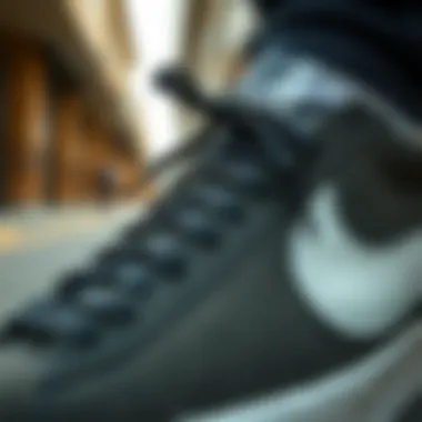 Close-up of Nike Blazer shoes highlighting material quality