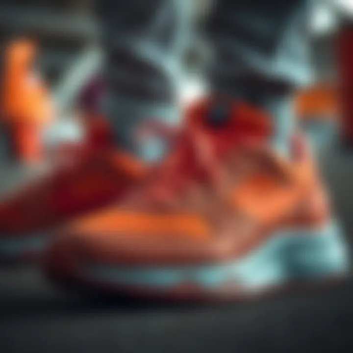 Material Quality of Nike Orange Shoes Close-up of Nike orange sports shoes highlighting material quality and craftsmanship