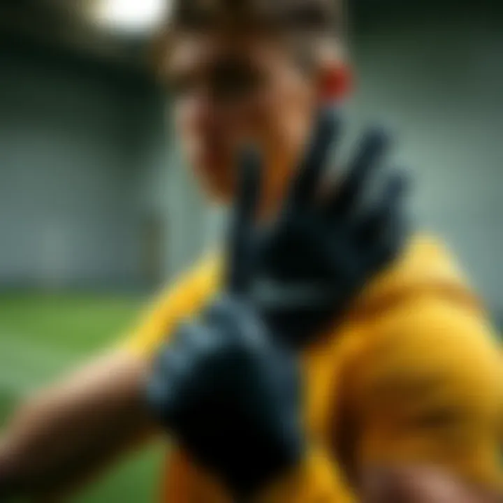 Athlete showcasing the functionality of Nike black gloves during training