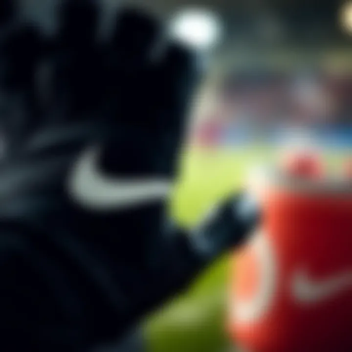 Close-up of Nike black gloves highlighting the premium materials used