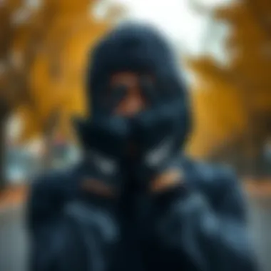 A stylish outfit complemented by Nike black gloves