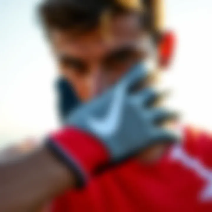 Athlete wearing Nike gloves during performance