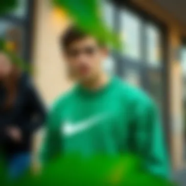 Nike sweatshirt worn in a casual lifestyle setting.