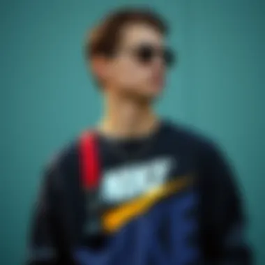 A casual outfit featuring a Nike sweatshirt paired with stylish accessories