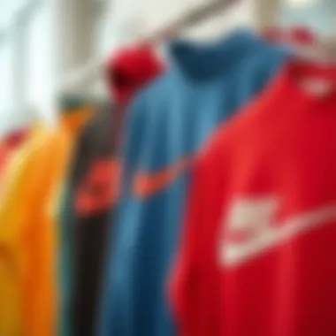 Collection of Nike sweatshirts in various colors.