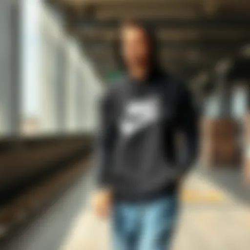 Stylish black Nike sweatshirt showcased in a modern urban setting