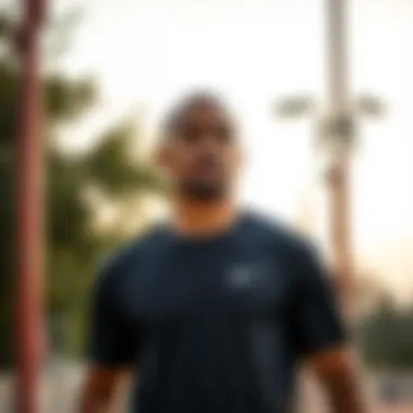 Athlete wearing a Nike t-shirt during an outdoor workout