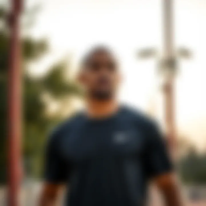 Athlete wearing a Nike t-shirt during an outdoor workout