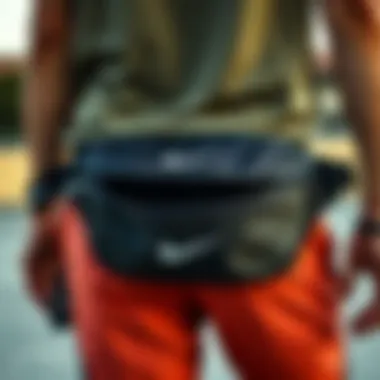 Close-up of Nike waist bag features and compartments