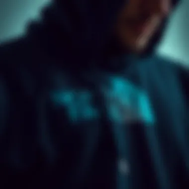 Intricate Fabric Design of North Face Hoodie Close-up of the fabric and design details of a North Face hoodie