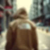 Stylish North Face hoodie displayed in an urban setting