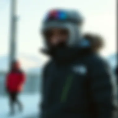 Fashionable outfit combining North Face jacket with winter accessories