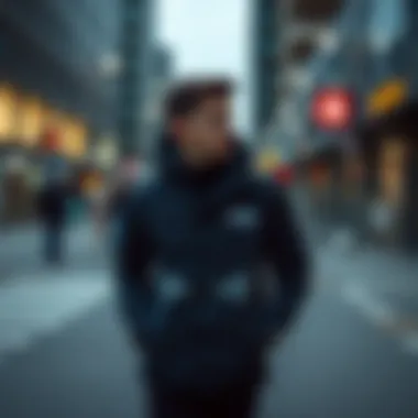 Stylish North Face jacket in an urban setting