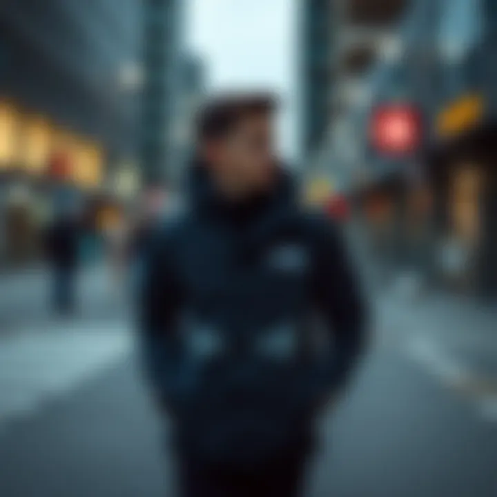 Stylish North Face jacket in an urban setting