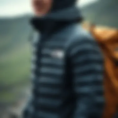 Hiking with North Face Thermoball Jacket Person wearing North Face Thermoball jacket during a hiking adventure