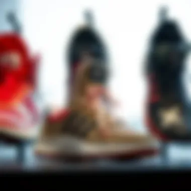 Stylish athletic footwear on display