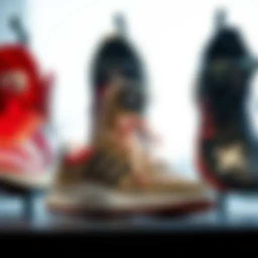 Stylish athletic footwear on display