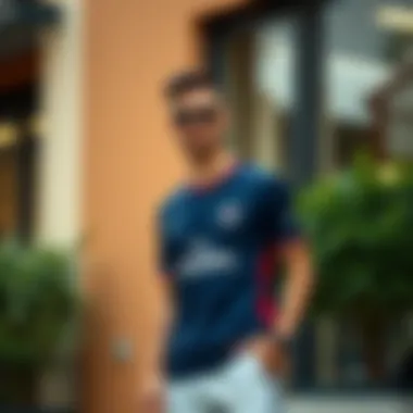 Fashionable Casual Wear with PSG Jersey Casual wear featuring PSG's new season jersey in a fashionable setting.