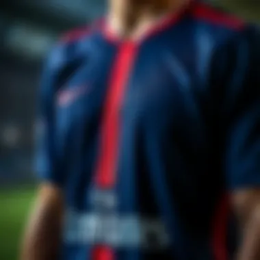 Stylish Design Elements of PSG Jersey Stylish design elements of the PSG 2022 season jersey highlighted.