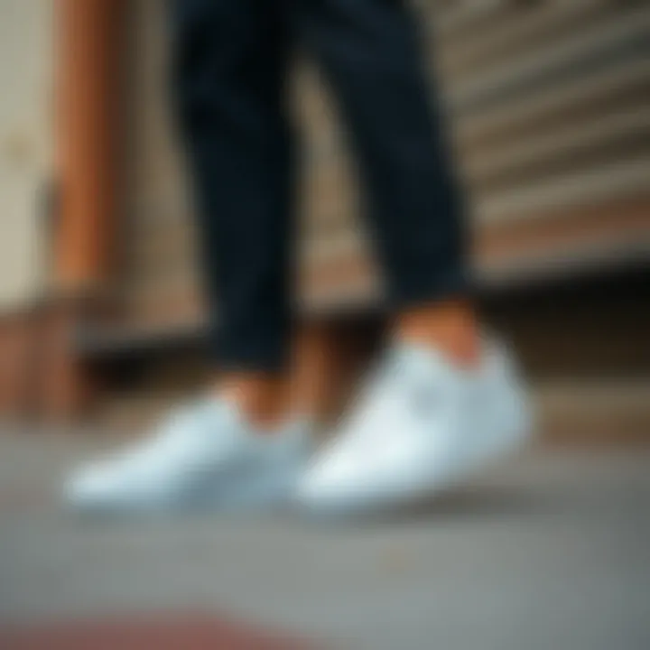 Puma white sports shoes paired with casual outfit