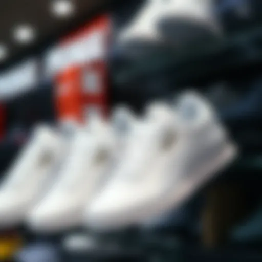 Stylish Puma white sports shoes on display