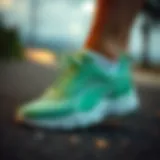 Elegant green athletic footwear highlighting comfort and style