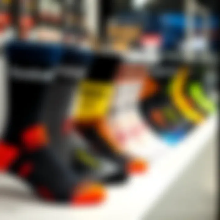 Creative Display: Variety of Reebok Sock Styles Different styles of Reebok socks displayed creatively