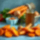 Nutrient-Rich Foods for Healthy Eyes A vibrant assortment of foods rich in vitamin A, including carrots and sweet potatoes.